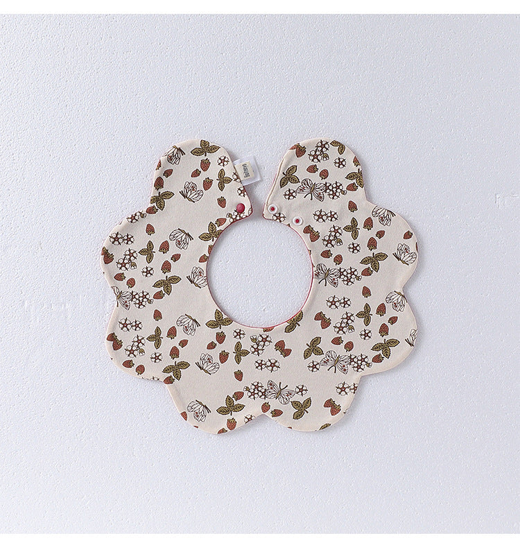 Adorable Simple Pattern Cotton Snap-on Flowers Shaped Bib-10